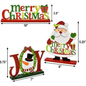 Lot de 6 Décorations de Table de Noël en Bois – Centres de Table et Décorations de Bureau pour Fêtes, Cuisine et Maison - Product Image 1