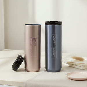 Thermos à double paroi de 24 oz/720 ml, portable, en acier inoxydable SUS 316, revêtement en céramique titane, couvercle à vis en silicone, minimaliste - Product Image 1