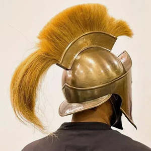 Casco Medieval Antiguo Hecho a Mano con Pluma Dorada, Armadura de Acero Pulido para Reenactment, Cosplay, Fiesta de Halloween, Decoración del Hogar - Product Image 4