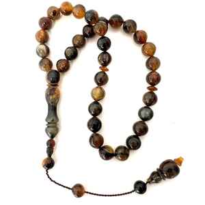 Chapelet islamique artisanal en corne naturelle, perles de prière en corne de buffle 33/100, Misbaha, artisanat traditionnel naturel - Product Image 1