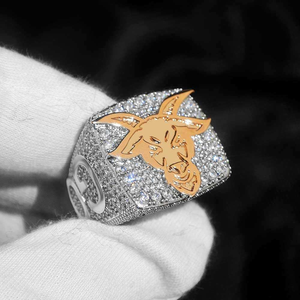 Hot Sale Hip Hop Iced Goat Head <b>Ring</b> Bull Design with Micro Pave CZ Diamonds Gold Plated <b>Statement</b> Jewelry for Wholesale Sipply - Product Image 6