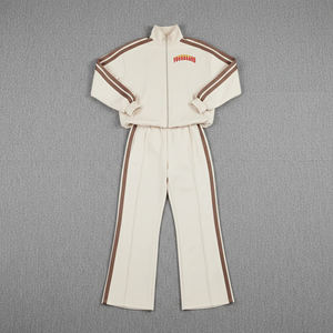 Survêtement vintage en coton 100% respirant pour femme, avec logo personnalisé brodé, coupe ample, couleur unie, haute qualité, 2 pièces - Product Image 6