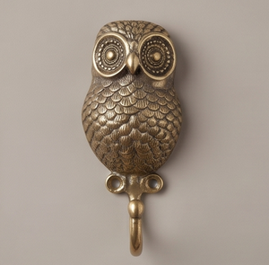 Antique Owl Design MetalWall <b>Hook</b> Gold Finishing Novelty Design Perfect For Cloth Display Door Hanger Stylish Home Accent - Product Image 2
