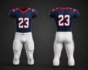 Uniforme de football américain personnalisé, bleu marine, rouge, blanc, maillot sublimé et pantalon rembourré, vêtements de sport pour équipe professionnelle, kit de match respirant - Product Image 1