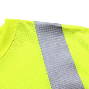 เสื้อยืดทำงานแบบสั่งทำสำหรับผู้ชาย แขนสั้น คอกลม สีส้มสะท้อนแสง Hi Vis ANSI Class 3 ผ้าฝ้าย 100% ระบายอากาศได้ดี - Product Image 5