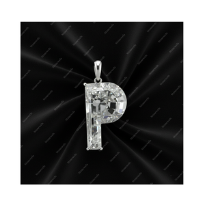 Colgante Solitario de Plata de Ley 925 con Letra Inicial P, Diamante Cultivado en Laboratorio con Certificación GIA IGI, DEF VVS VS, Regalo para Él y Ella - Product Image 1