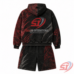 High Quality Acid Wash 100% Cotton Streetwear <b>Hoodie</b> <b>and</b> <b>Shorts</b> <b>Set</b> <b>Men</b> Custom Logo OEM ODM Supplier 320g - Product Image 2