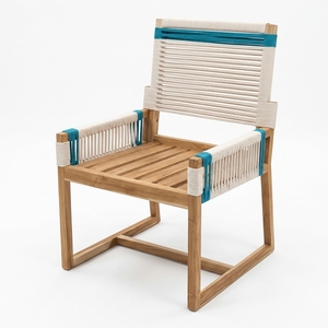 Silla de Comedor Moderna para Exteriores en Madera de Teca Sólida y Tejido de Cuerda Sin Cojín de KAG Furniture - Product Image 2