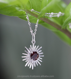 สเตอร์ลิงเงินท้องฟ้าจี้โกเมนธรรมชาติสร้อยคอพระอาทิตย์ตกที่มีสไตล์ของขวัญที่มีเสน่ห์จากดวงอาทิตย์สดใส - Product Image 5