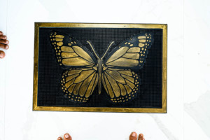 Luxury Antique <b>Gold</b> Butterfly Rubber Pin Door Mat Heavy Duty Outdoor Anti-Slip Entrance Welcome Mat - Product Image 4