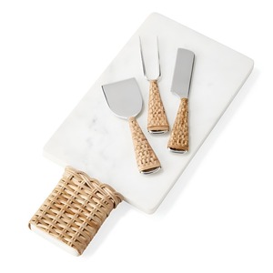 Stainless Steel <b>Cheese</b> <b>Set</b> with Handmade Polish Rattan Handle for Wedding Anniversary Knife <b>Sets</b> at Low Cost - Product Image 2