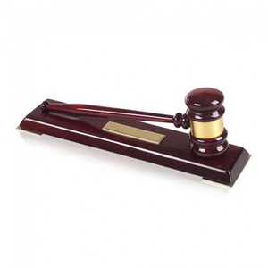 Polished Piano <b>Wood</b> Finish Gavel and <b>Block</b> Sets with Engraving Plates Customized Color & Shape Handcrafted Award - Product Image 1