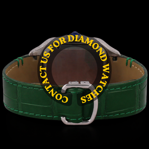 Montre-bracelet pour homme personnalisée, style antique, bracelet en cuir vert, diamants et moissanite taille VVS, élégante et de qualité supérieure - Product Image 5