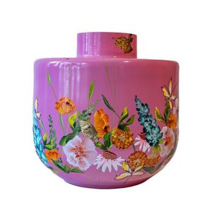 Jarrón Floral de Metal Pintado a Mano para Decoración del Hogar - Maceta Decorativa de Esmalte con Diseño de Colibrí para Mesa de Sala de Estar - Product Image 3