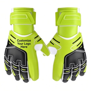Gants de gardien de but de football en cuir PU vert lime, antidérapants, respirants, avec sangle de poignet réglable, unisexe - Product Image 1