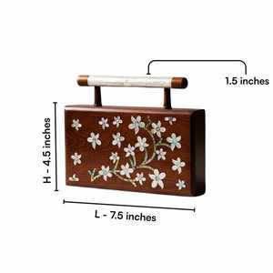 Pochette de luxe faite à la main avec incrustation de nacre MOP, corps en bois artistique et finition polie, idéale pour les mariages et les événements traditionnels - Product Image 2