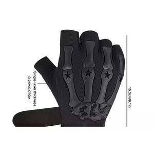 Gants en cuir véritable, gants tactiques mi-doigts, pour la randonnée en montagne, la chasse, protection, logo personnalisé, couleur au choix - Product Image 2