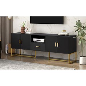 U-Can moderno supporto TV per TV fino a 70 pollici 1 cassetto con dispositivo Anti-punta 2 armadi metallo gambe eleganti mobili da soggiorno - Product Image 6