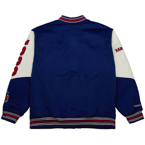 Blouson universitaire sans col pour homme, blanc et bleu roi, avec broderies de baseball et logo personnalisé, idéal pour l'extérieur et l'hiver, vente en gros - Product Image 6
