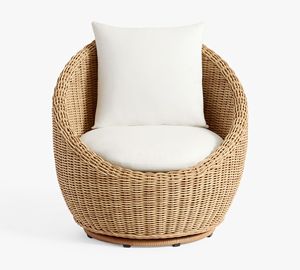 Contemporary Outdoor Rattan Lounge Chair With White Cushion One Seat Garden Sofa Furniture - Product Image 5