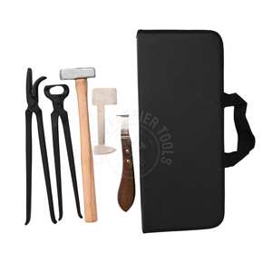 Kit d'outils de fermeur équin : Couteau à sabots noir, Pince à sabots, Outil de polissage, Pince à crochets, Marteau de fermeur antidérapant en acier inoxydable - Product Image 1