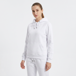 Unisex <b>White</b> Hooded Sweatshirt <b>Jogger</b> Set 100% Cotton Solid Color Casual Full Length Breathable Tracksuit for Adults - Product Image 6