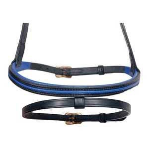 Nouveau Style combiné bandeau de base double muserolle pour cheval indien produit en cuir équestre pour l'équitation - Product Image 1