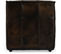 Pouf ottoman en cuir design avec rembourrage contemporain, structure en bois massif, confortable pour hôtel