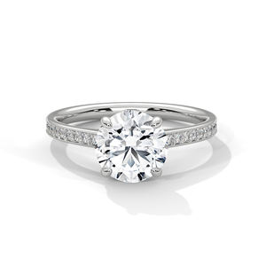New Arrival <b>Solitaire</b> <b>Ring</b> With Round Cut Lab Grown Diamond GRA Certified Paved Band Solid 14k <b>Silver</b> Gold <b>Ring</b> For Girls - Product Image 1