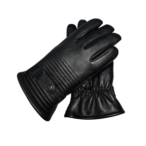 Guantes de Motocicleta de Cuero Negro con Correa de Cierre a Presión, Dorso Acolchado, Forro de Piel, Guantes de Alta Calidad para Viajes de Invierno al Aire Libre y Conducción - Product Image 2