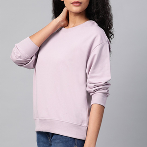 Wholesale Custom Made <b>Women's</b> Sweatshirt 100% Cotton Casual Street Wear Solid <b>Pattern</b> Breathable Eco-Friendly Front Quick Dry - Product Image 2