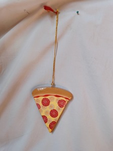 Handmade <b>Wooden</b> Pizza <b>Slice</b> Hanging Ornament Full Color Hand Painted Festival Decor Triangle Shape Christmas Tree Decoration - Product Image 2