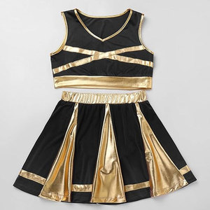 Trajes Metálicos de Animadora para Mujer, Top Corto, Minifalda Plisada, Uniforme de Animadora, Disfraz de Halloween para Adultos, Brillante y Deportivo - Product Image 2