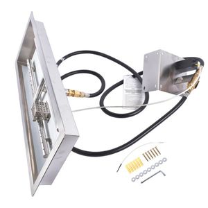 Kit Bruciatore a Gas Rettangolare in Acciaio Inossidabile da 24 x 8 Pollici per Braciere da Interno/Esterno con Ciotola Quadrata - Product Image 6