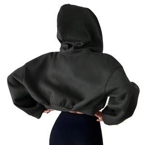 Sweat à capuche zippé court tendance pour femme, entièrement orné de strass, manches scintillantes, style streetwear décontracté, veste de sport OEM/ODM - Product Image 4