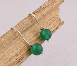 Natural Green Onyx Earring <b>Solid</b> 925 Sterling <b>Silver</b> Handmade Vintage Luxury Drop Earrings for Wedding Anniversary Gift Party - Product Image 4