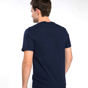 เสื้อยืดคอกลมแขนสั้นผู้ชาย สีกรมท่า ผ้าฝ้ายเจอร์ซีย์ ทรงปกติ สไตล์ลำลอง สีพื้น ทอแบบเรียบ - Product Image 3