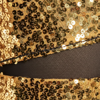 Uniforme de majorette personnalisé pour femmes, ensemble jupe et haut court en maille à paillettes dorées, manches longues, costume de danse OEM