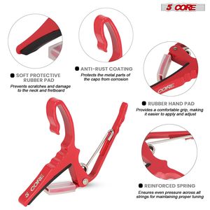 กระเป๋าใส่เครื่องดนตรี 5Core Capo สำหรับกีตาร์โปร่ง กีตาร์ไฟฟ้า แบนโจ แมนโดลิน อูคูเลเล่ รุ่น CAPO AL RED อุปกรณ์เสริมเครื่องดนตรี - Product Image 2