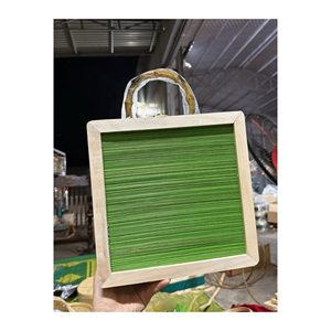 Square bamboo <b>basket</b> handmade from eco bamboo material with handle for fruit storage cake <b>display</b> and home organization Vietnam - Product Image 4