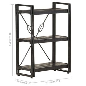 Bibliothèque en bois de manguier massif noir avec étagères moyennes - Product Image 5