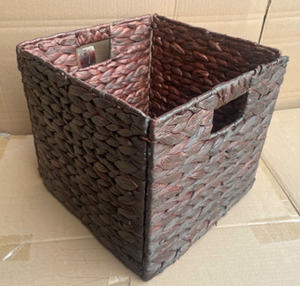 Cesta de Almacenamiento Rectangular Clásica de Jacinto de Agua con Asas, Rústica, Hecha a Mano, Multiusos, para Organización de la Sala de Estar - Product Image 1