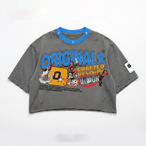 Camiseta Boxy para Mujer, 240 GSM, Algodón Premium, Gris Azul, Estampado DTG, Estampado Puff, Logotipo Personalizado, Talla Grande, 100% Algodón - Product Image 1