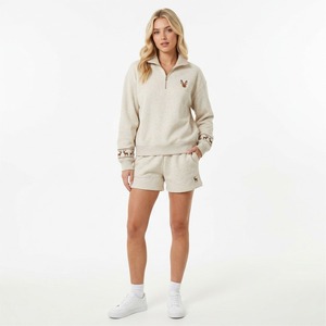 Ensemble polaire unisexe deux pièces : sweat-shirt demi-zip et short assorti, couleur unie, personnalisable, pour l'hiver et les fêtes, style décontracté - Product Image 6