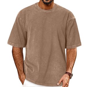 T-shirts vierges 100 % coton épais, blancs unis, personnalisables, pour hommes, coupe oversize, col rond, prix de gros - Product Image 4