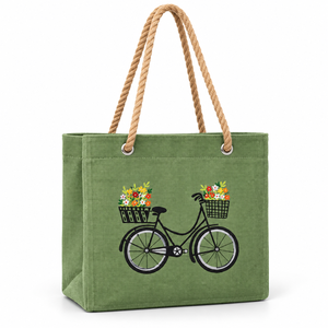 Sac fourre-tout carré en toile de jute 100 % blanchie écologique, motif lettres par transfert thermique, pour femme, usage quotidien et voyage - Product Image 1