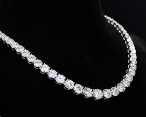 สร้อยคอเพชรเทนนิสฮิปฮอป เครื่องประดับชั้นดี เงินแท้ 925 ระดับความสะอาด VVS VS สี D E F เพชรสังเคราะห์เพาะเลี้ยงในห้องปฏิบัติการ ขนาด 4 มม. - Product Image 2