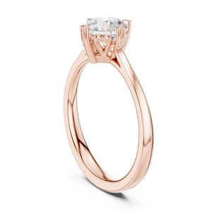 Anillo de compromiso solitario de lujo con diamante de moissanita redondo y engaste en forma de corazón – Anillo de boda de plata chapado en oro rosa - Product Image 2