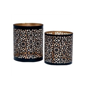 <b>Brass</b> <b>Lantern</b> With Geometric Cutout Design For Home Decoration Heat Resistant Metal Candle Holder high quality - Product Image 2