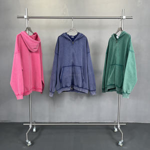 Sudaderas con capucha personalizadas para hombre Sudaderas con capucha Fleece Blank Zip up Vintage Pantalones Para Hombre Acid Wash Sun Faded Sudaderas con capucha desgastadas - Product Image 2